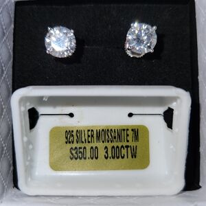 3.0 CTW Moissanite Studs Set In Sterling Silver 925 With Screw On Backs